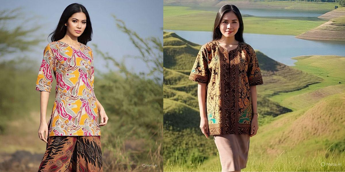Ilustrasi Tunik Batik dengan Setelan Rok