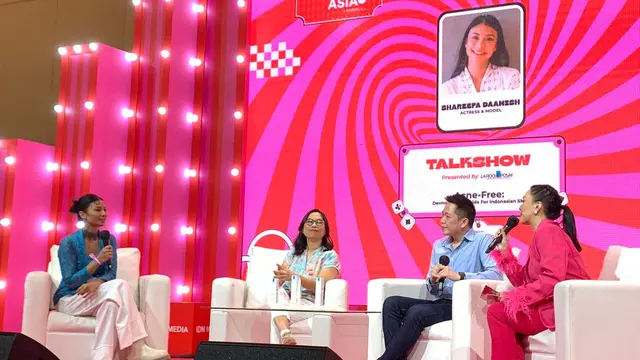 Shareefa Daanish saat talkshow bersama La Roche-Posay di gelaran Beautyfest Asia di Ritz Carlton Pacific Place, Jakarta, Jumat (2/6/2023).