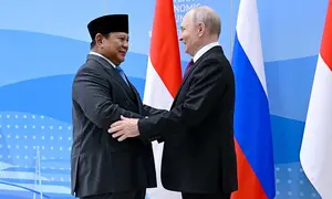 Presiden Rusia Vladimir Putin dan Presiden Republik Indonesia Prabowo Subianto saat bertemu di Vladivostok, Kamis (3/9/2026). (Dok. Biro Pers, Media, dam Informasi Sekretariat Presiden/Muchlis Jr)