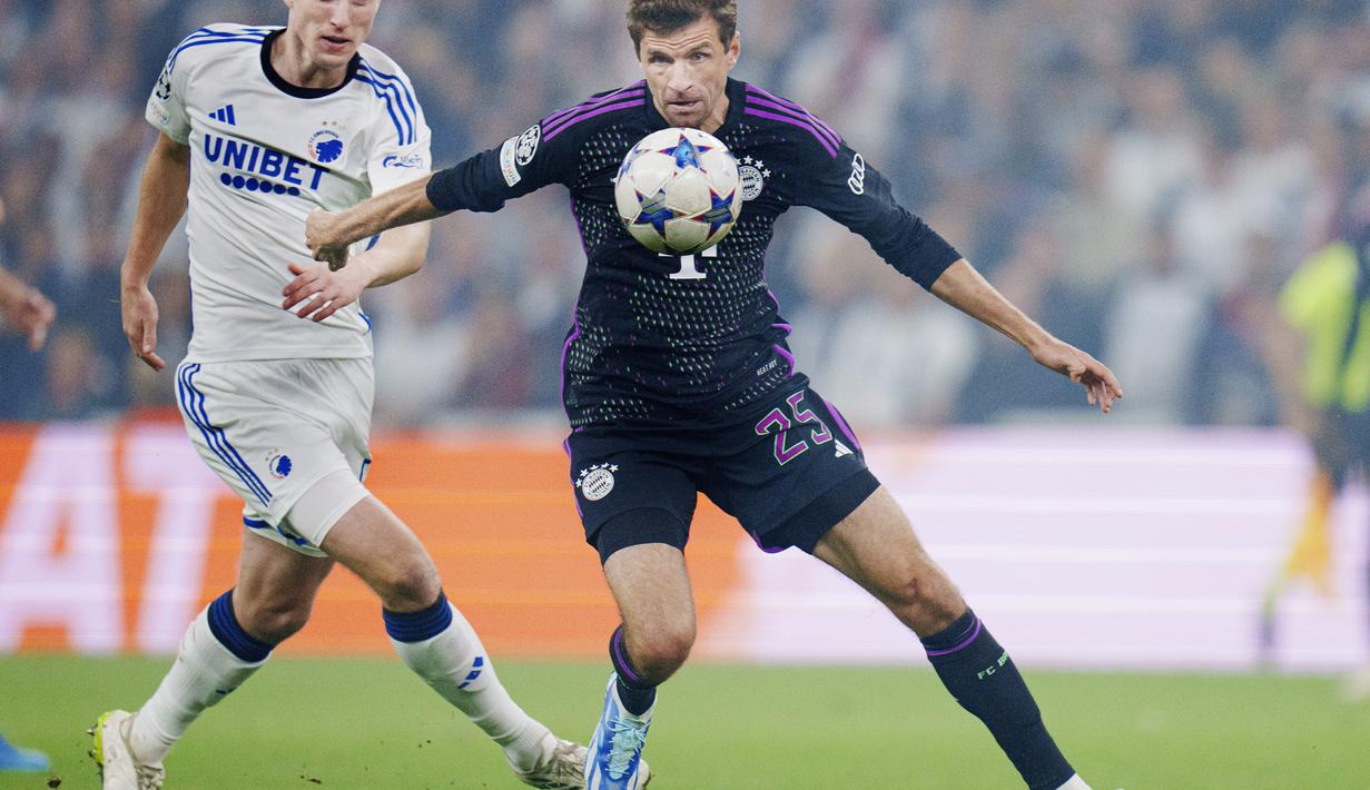 Bayern Munchen susah payah menaklukkan tuan rumah Copenhagen 2-1. (Liselotte Sabroe/Ritzau Scanpix via AP)