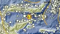 Gempa Magnitudo 4,3 menggetarkan wilayah Bone Bolango Gorontalo, Minggu pagi (19/10/2025), pukul 06.35.58 WIB. (Liputan6.com/ Dok BMKG)