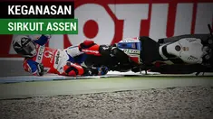 Berita video keganasan sirkuit di MotoGP Belanda, Assen, yang membuat banyak kecelakaan terjadi. Bagi pebalap, sirkuit Assen tidak mudah.