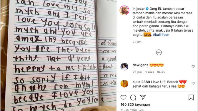 Jessica Iskandar Nangis Terharu Dapat Surat Cinta dari El Barack. (instagram.com/inijedar)