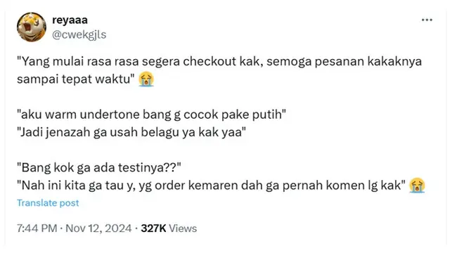 6 Pertanyaan Pembeli ke Penjual Online Kain Kafan Bikin Tepuk Jidat, Random Banget