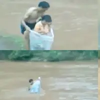 Seorang bapak rela tenggelam asal anaknya selamat menyebrangi sungai dalam dan deras. (Sumber Foto: Kapanlagi.com)