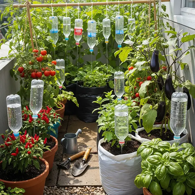 Kebun Sayur di Teras Sempit yang Tetap Subur Tanpa Siram Setiap Hari (Image by Gemini AI)