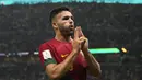 Penyerang Portugal Goncalo Ramos merayakan gol kelima untuk timnya yang dicetak ke gawang Swiss dalam laga 16 besar di Stadion Lusail Iconic, Rabu (7/12/2022) dini hari WIB. Portugal menjadi tim terakhir yang menyegel tiket ke perempatfinal Piala Dunia 2022. (AP Photo/Alessandra Tarantino)