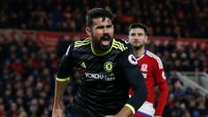 Chelsea meraih kemenangan 1-0 atas Middlesbrough dalam lanjutan Premier League di Stadion Riverside, Middlesbrough, Minggu (20/11/2016). Diego Costa menjadi penentu kemenangan The Blues melalui golnya. (Reuters/Andrew Yates)