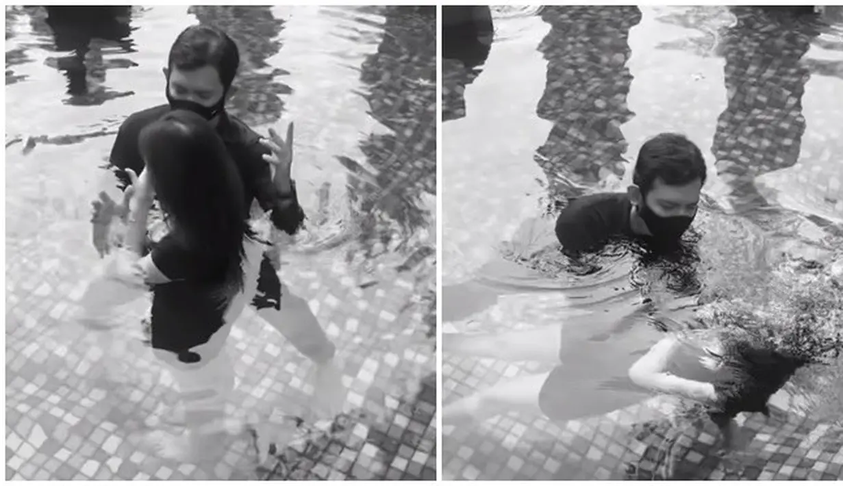Setelah mengakui keimanannya, kemudian Natalie Zenn bersiap untuk diselam atau ditenggelamkan ke dalam air selama beberapa detik. Meski sangat singkat, namun ritual tersebut tentunya penuh dengan makna mendalam. Rencana pembaptisannya sempat diurungkan selama beberapa tahun, kini akhirnya artis dengan nama asli Beby Natalie ini resmi dibaptis. (Liputan6.com/IG/@nataliezenn24)