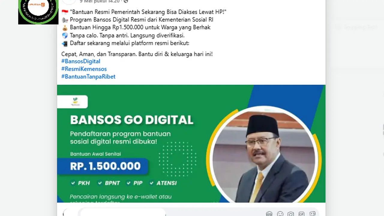 Tangkapan layar  klaim link pendaftaran bansos digital