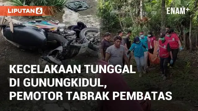 VIDEO: Viral Kecelakaan Tunggal di Gunungkidul, Pemotor Tabrak Pembatas Jalan