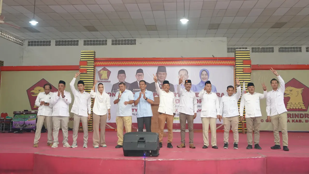 Partai Gerakan Indonesia Raya (Geindra) Kabupaten Bojonegoro, menargetkan kemenangan pasangan calon bupati dan wakil bupati nomor urut 2, Setyo Wahono-Nurul Azizah mencapai 80 persen di pemilihan kepala daerah (Pilkada) 2024 (Istimewa)