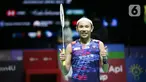 Pebulu tangkis tunggal putri Taiwan Tai Tzu Ying melakukan selebrasi usai mengalahkan pebulu tangkis tunggal putri China Wang Zhi Yi pada pertandingan final East Ventures Indonesia Open 2022 di Istora Senayan, Jakarta, Minggu (19/6/2022). Tai Tzu Ying menjuarai East Ventures Indonesia Open 2022 usai mengalahkan Wang Zhi Yi dengan skor 21-23, 21-6, dan 21-15. (Liputan6.com/Faizal Fanani)