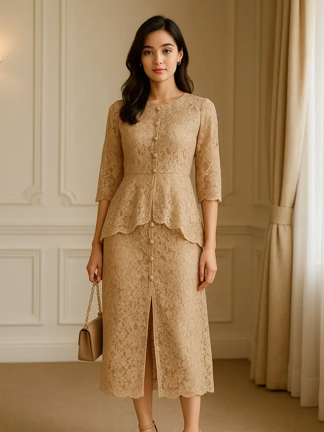 Dress Batik Layer Belah Tengah untuk Acara Formal