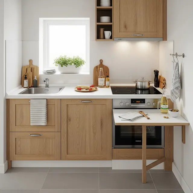 9 Model Dapur Sempit 2x1 Meter dengan Kompor Tanam dan Meja Lipat, Jadi Fungsional l