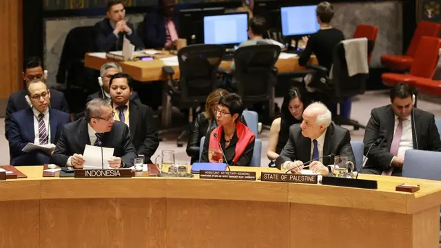 Pertemuan Dewan Keamanan (DK) PBB mengenai Palestina (21/01) di New York.