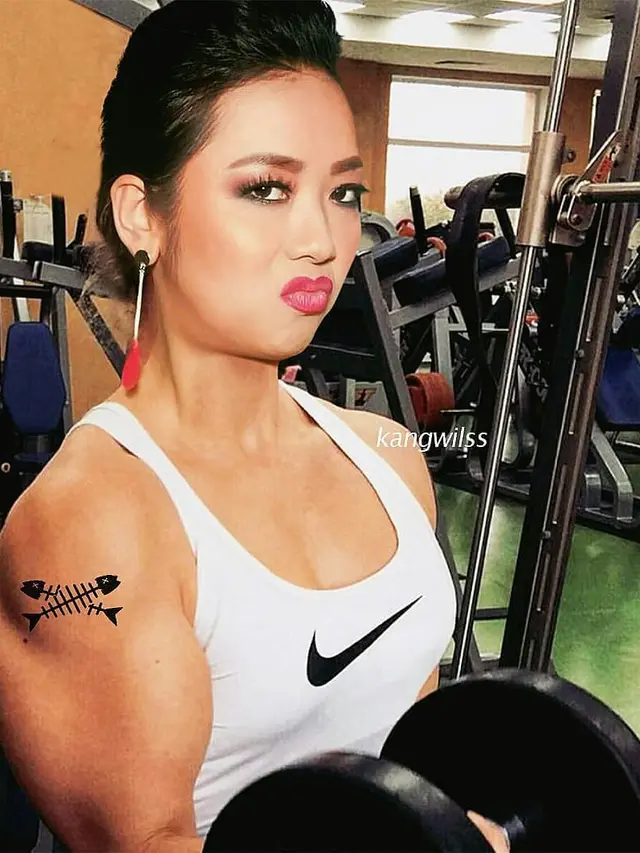 6 Editan Foto Seleb Cewek Bertubuh Kekar Ini Bikin Ketawa Geli