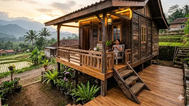 Desain Rumah Minimalis di Desa dengan Sentuhan Kayu Bekas Biar Unik dan Hemat