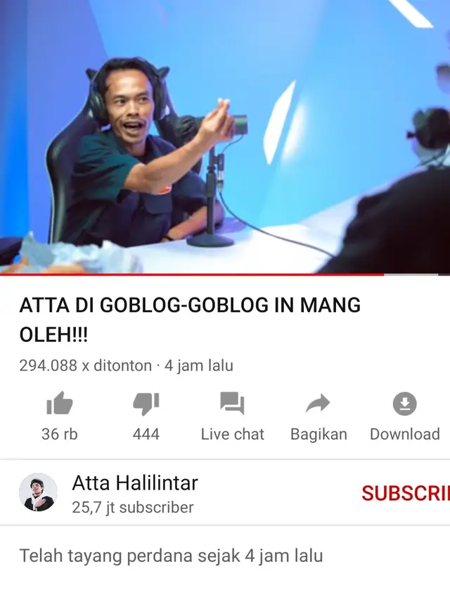 Unggahan Atta Halilintar. (Foto: YouTube Atta Halilintar)