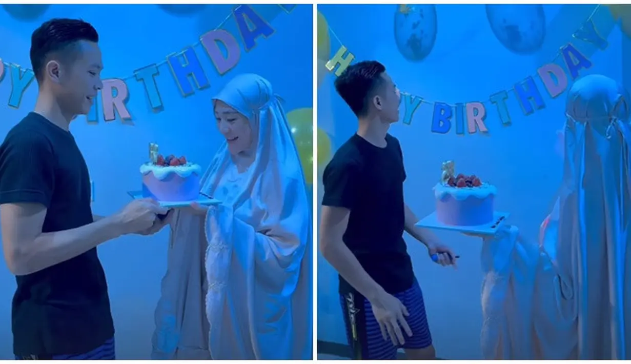 Meski dekorasi sangat sederhana dengan beberapa balon dan tulisan 'Happy Birthday', namun Larissa Chou tampak bahagia dengan kejutan dari suami. Setelah 3 tahun hanya rayakan bareng sahabat dan keluarga, kini Larissa Chou dapat rayakan bersama suami tercinta. Wanita keturunan Tionghoa ini memerhatikan setiap detail dekorasinya yang dipersiapkan khusus untuk ulang tahunnya. (Liputan6.com/IG/@ikram_rsd)