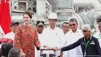 Presiden Joko Widodo (Jokowi) telah meresmikan proyek kilang gas raksasa Tangguh Train 3 di Papua Barat, Jumat (24/11/2023) pagi.