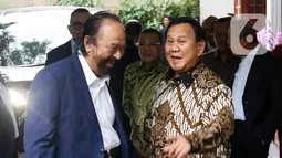 Surya Paloh datang untuk bersilahturahmi pasca ditetapkannya Prabowo sebagai presiden terpilih periode 2024-2029. (Liputan6.com/Herman Zakharia)