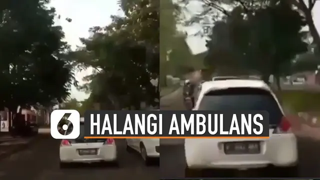 Mobil Brio putih menghalangi ambulans yang membawa ibu hamil dalam kondisi pendarahan.