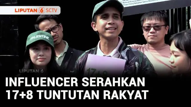 Desakan agar Indonesia berbenah, lewat 17+8 Tuntutan Rakyat tak hanya menggema di jagat maya. Sejumlah pegiat media sosial, artis hingga influencer pada Kamis siang menggelar aksi untuk menyerahkan tuntutan itu kepada para anggota dewan.