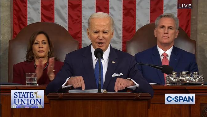 <p>Presiden AS Joe Biden berpidato di SOTU 2023. Dok: YouTube C-SPAN</p>