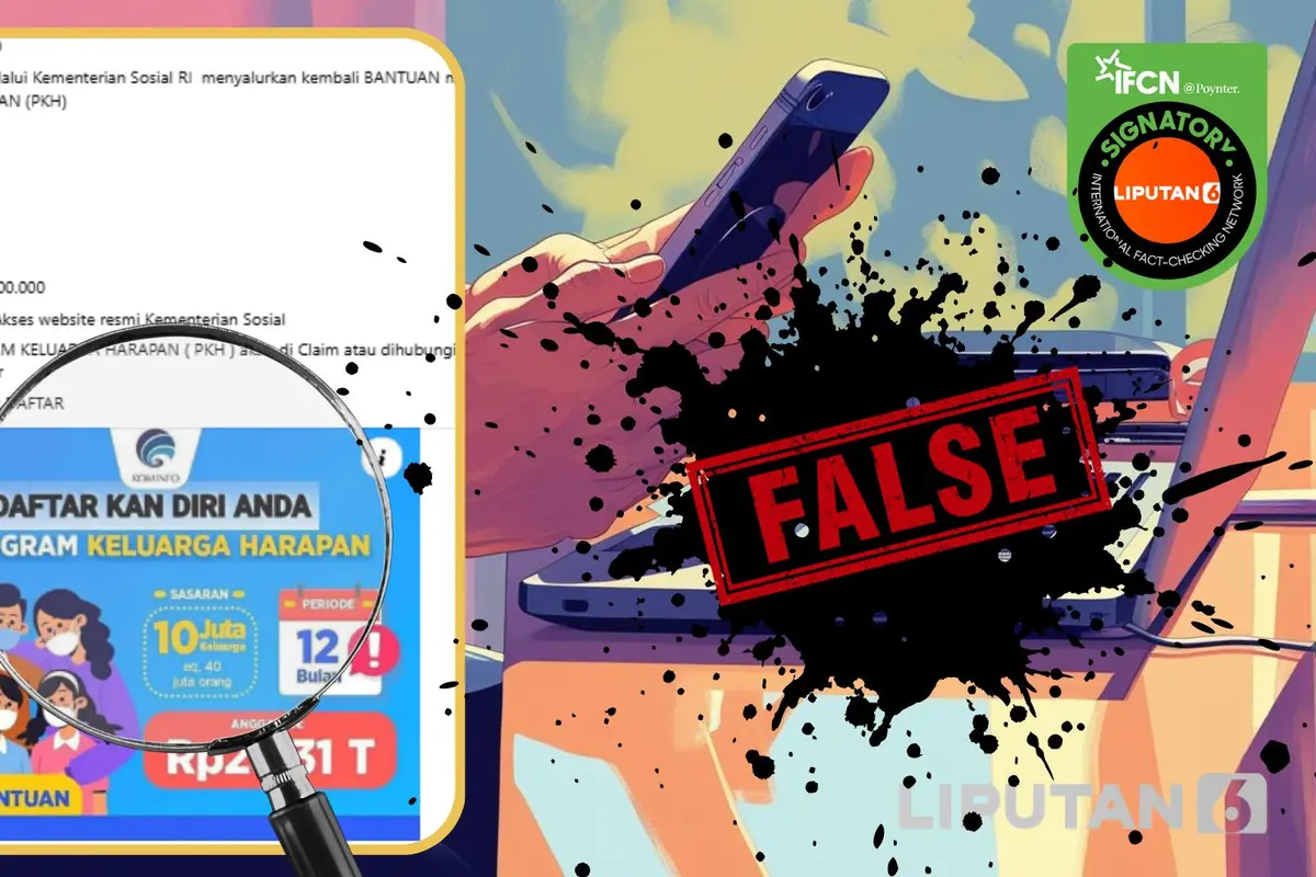 Tangkapan layar hoaks klaim link situs resmi Kemensos untuk pendaftaran PKH tahap 3