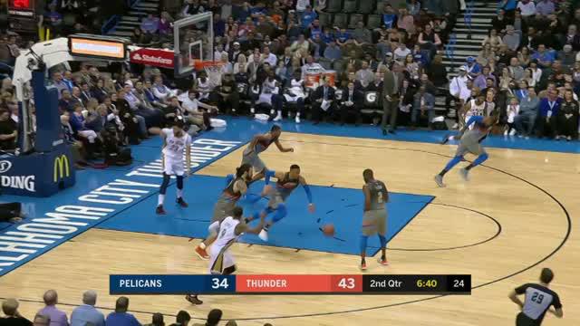 Berita video game recap NBA 2017-2018 antara New Orleans Pelicans melawan Oklahoma City Thunder dengan skor 114-100.