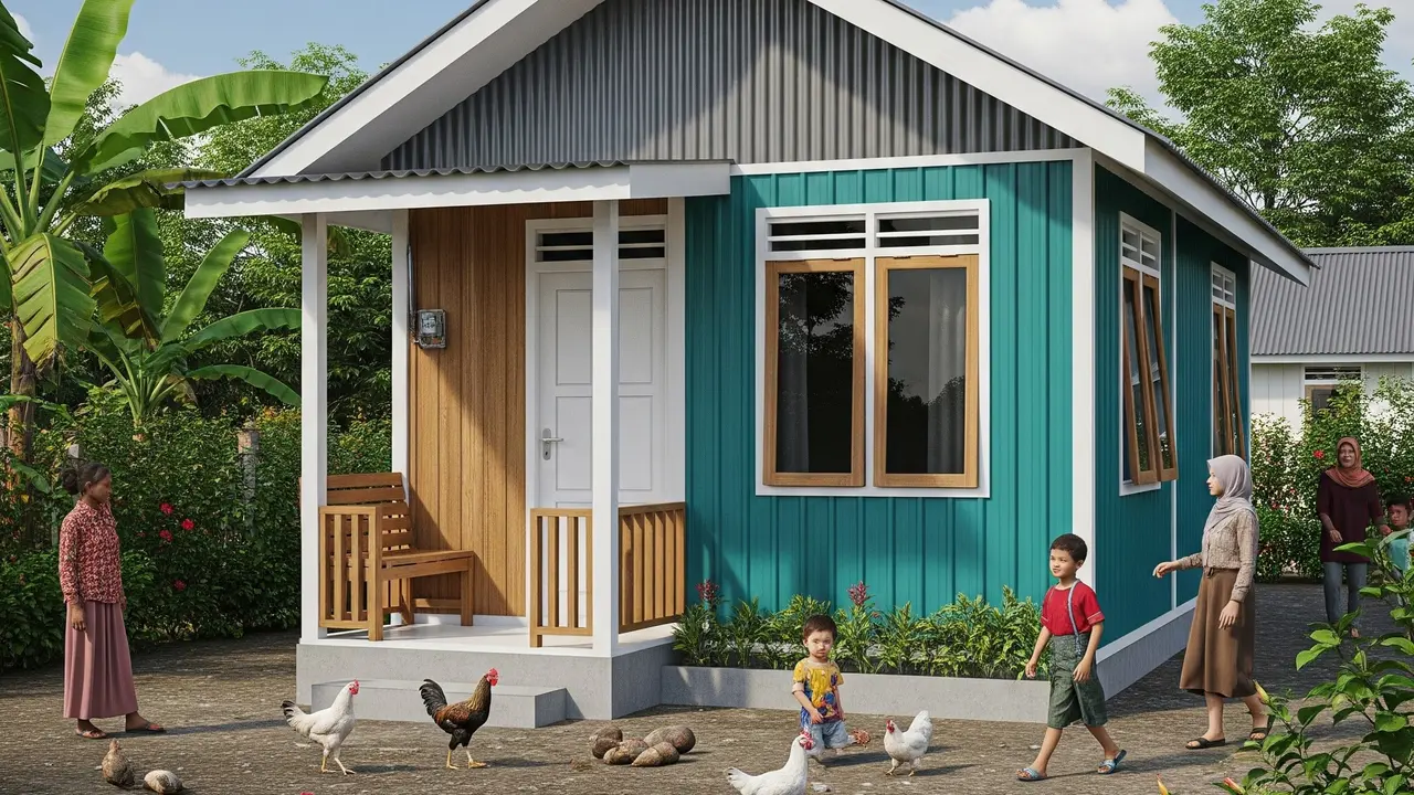 Rumah Semi Permanen 5x6 di Kampung (Gemini AI)