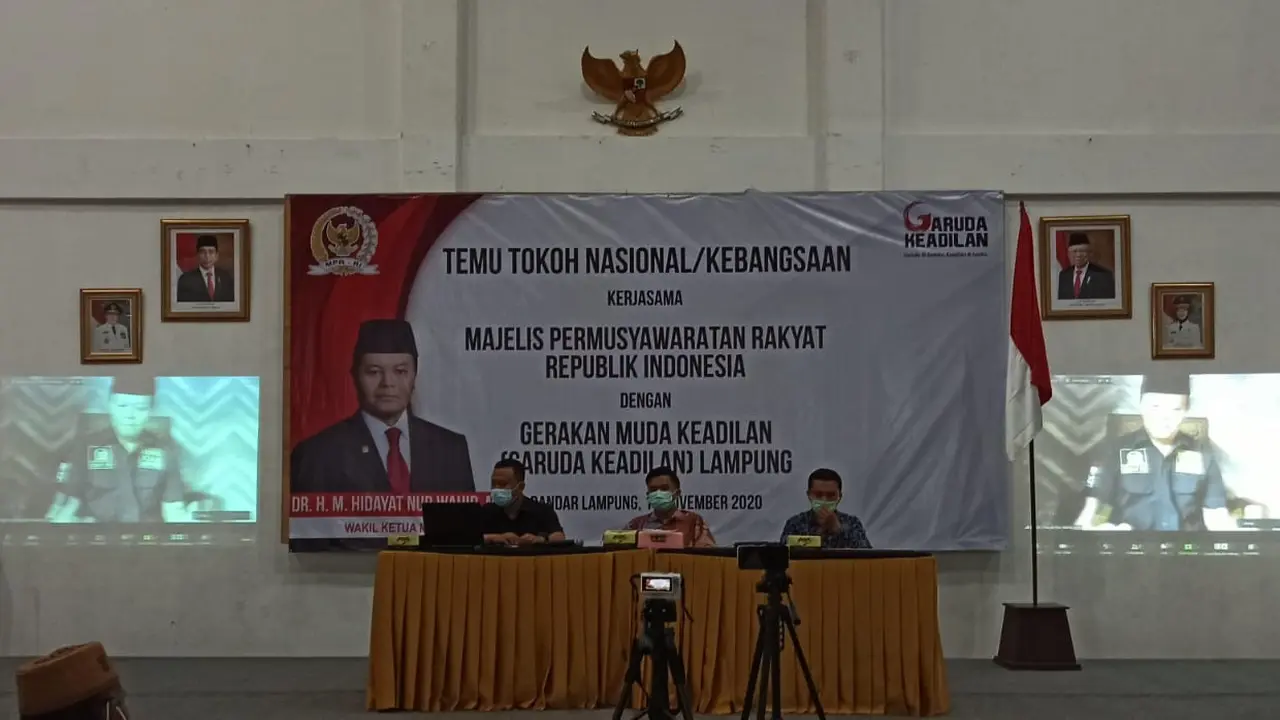 Wakil Ketua MPR RI Dr. H. M. Hidayat Nur Wahid MA, secara daring pada acara Temu Tokoh Nasional / Kebangsaan, kerjasama MPR dengan Garuda Keadilan Provinsi Lampung.