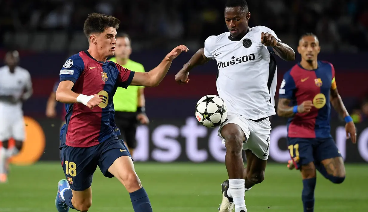Barcelona yang bermain impresif sejak menit awal pertandingan tidak memberi kesempatan Young Boys mengembangkan pola permainan. (Josep LAGO/AFP)
