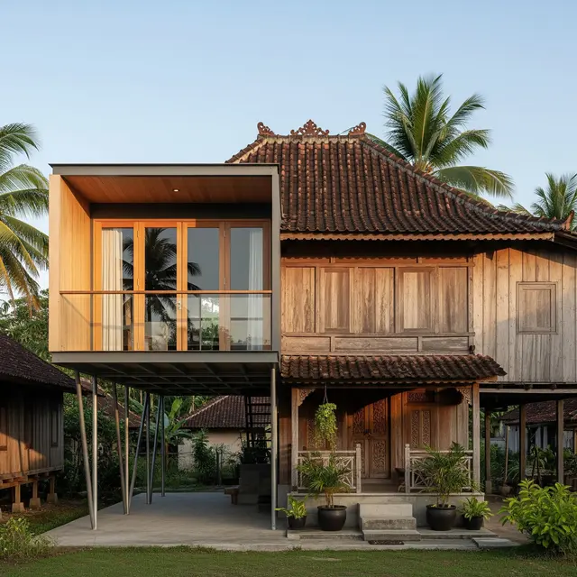 Fasad Rumah Klasik di Desa (Gemini AI)