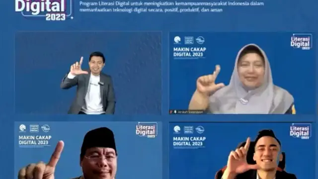 Suasana webinar “Positif, Kreatif, dan Aman di Internet” yang digelar Kementerian Komunikasi dan Informatika RI dan Gerakan Nasional Literasi Digital Siberkreasi, 16 Maret 2023. (Foto: Dok. Tim Kemenkominfo RI)