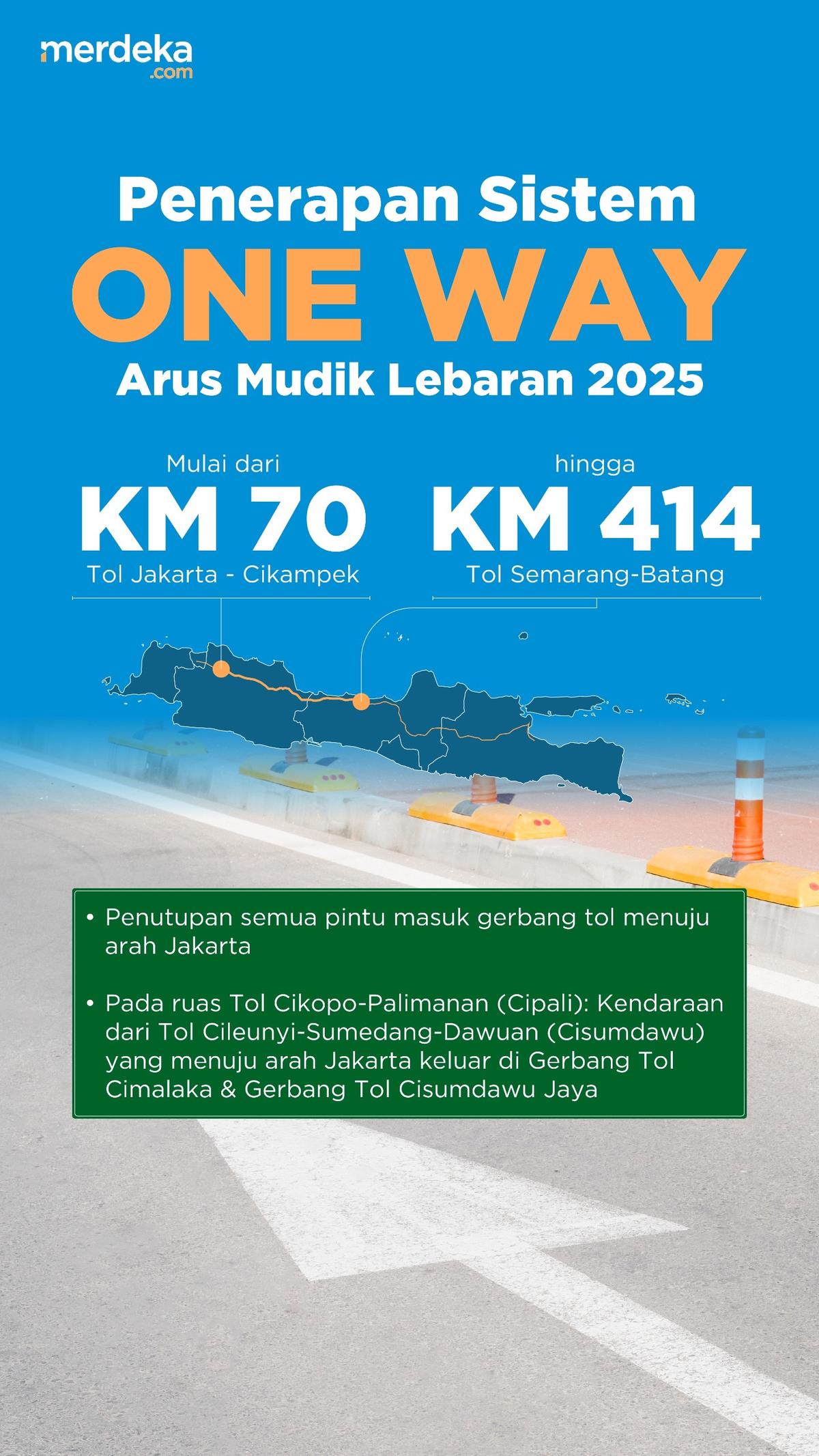 Infografis sistem one way arus mudik 2025
