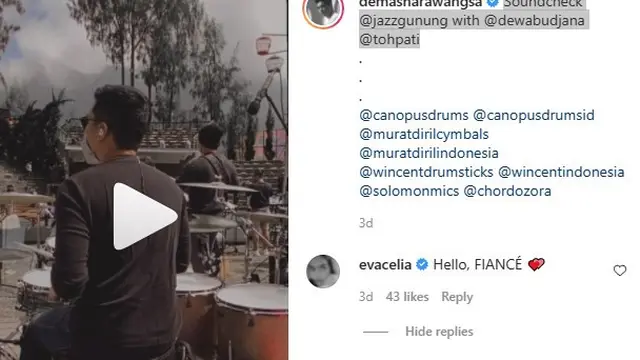 Eva Celia menyapa Demas Narawangsa (https://www.instagram.com/p/CUPWpYQBSuM/)