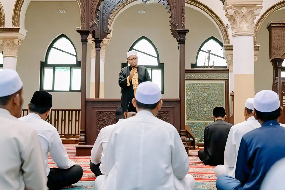 Ilustrasi Khotib yang Menyampaikan Khutbah usai Salat Idul Adha. Foto: Meta AI