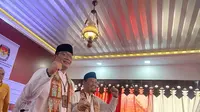 Bakal pasangan cagub-cawagub Jakarta yang diusung KIM Plus, Ridwan Kamil-Suswono mendaftar sebagai peserta Pilgub Jakarta 2024 di Kantor KPU Jakarta. (Liputan6.com/Muhammad Radityo Priyasmoro)