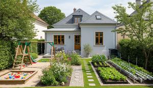 Desain Rumah Mungil Tapi Punya Kebun Luas (AI)