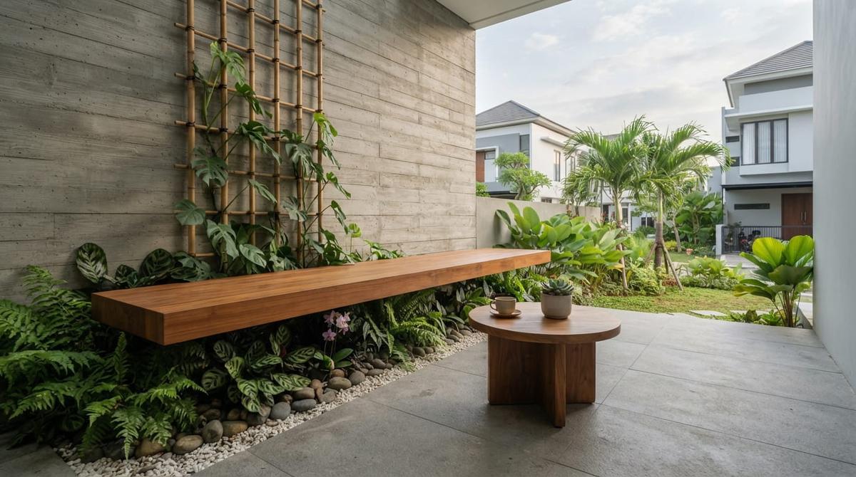 Model Teras Kecil dengan Bangku Built-In