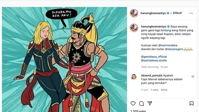 Unggahan Hanung Bramantyo soal Gatotkaca. (Foto: Dok. Instagram @hanungbramantyo)