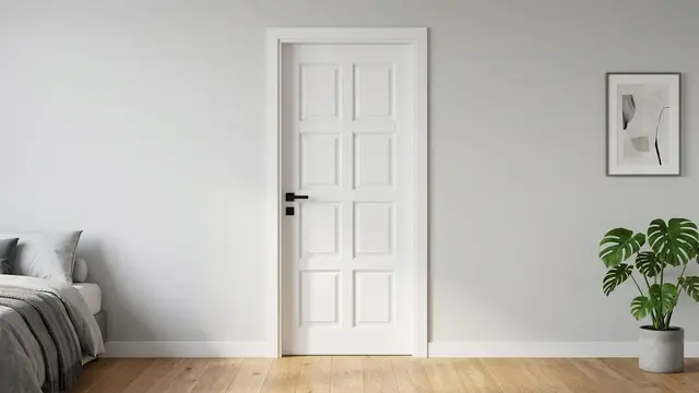 Pintu Putih dengan Panel Kotak