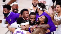 LA Lakers menjuarai NBA 2020 setelah mengalahkan Miami Heat 4-2. (Douglas P. DeFelice/AFP)