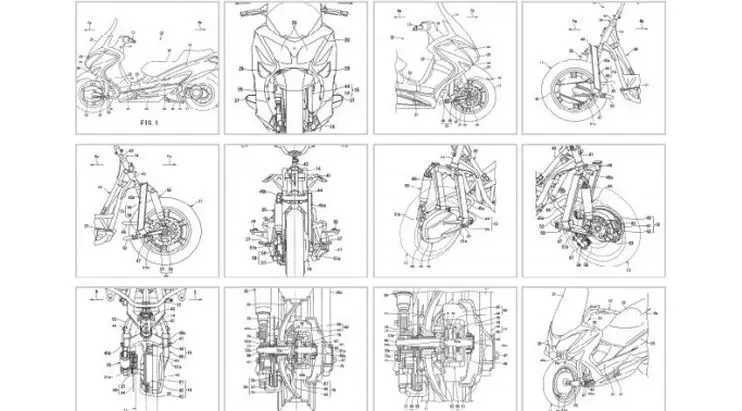 Sketsa Suzuki patenkan skuter penggerak roda dua. (Motorcyle.com)