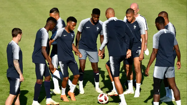 Intip Latihan Mbappe Cs Jelang Hadapi Argentina di 16 Besar Piala Dunia 2018