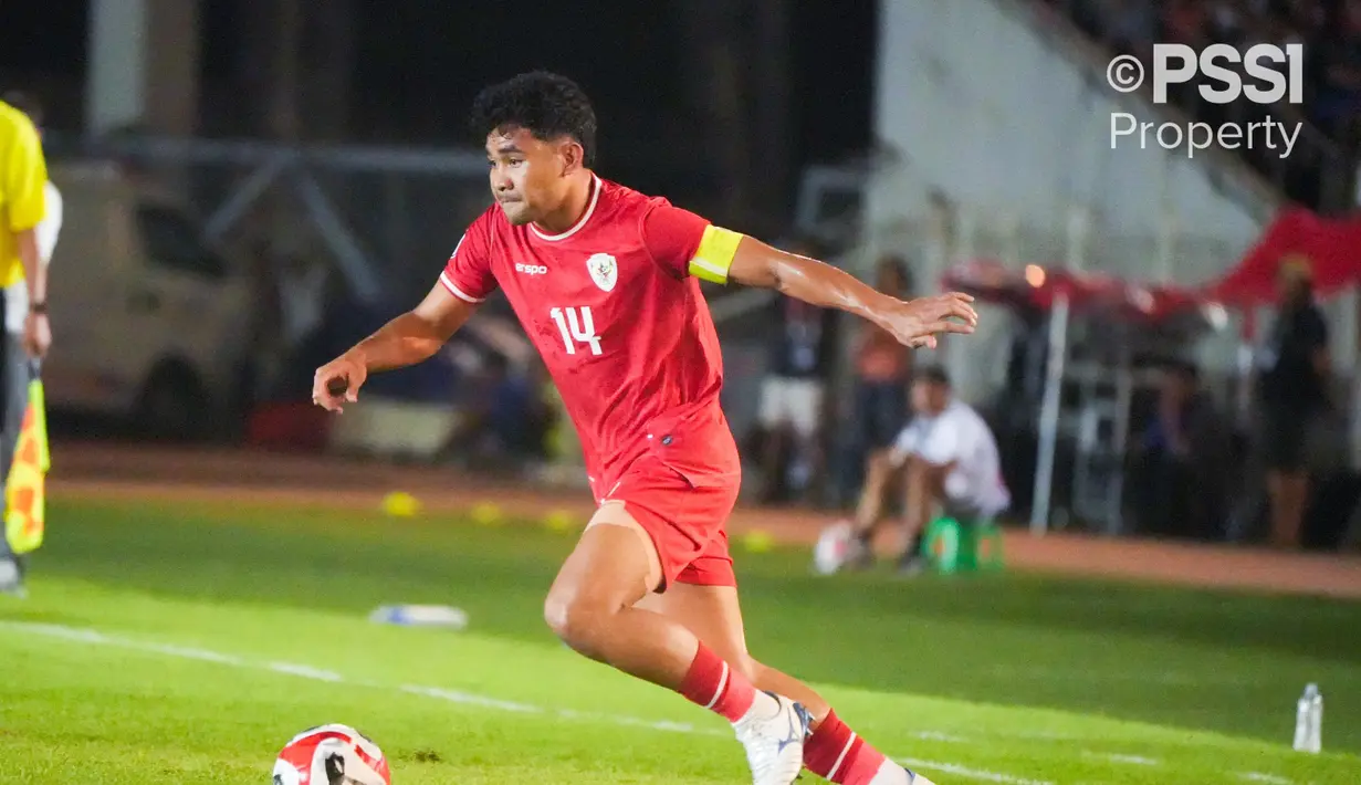 Timnas Indonesia unggul 1-0 atas Myanmar lewat gol yang dicetak Asnawi Mangkualam pada menit ke-77. Gol Asnawi Mangkualam tercipta setelah memanfaatkan kemelut dari lemparan ke dalam Pratama Arhan. (Foto: PSSI)