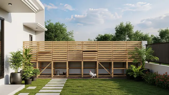 Desain Kandang Ayam Modular dengan Pagar Kayu Palet