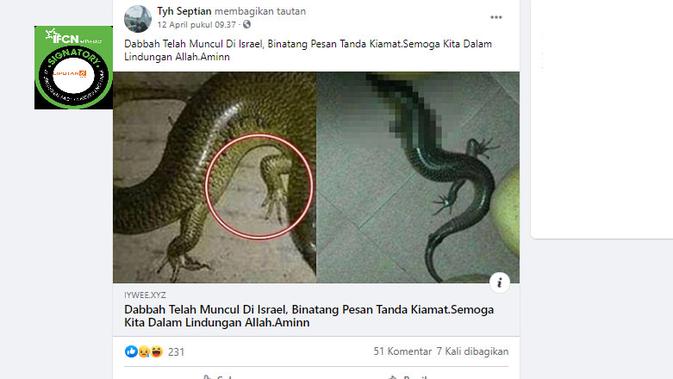 Cek Fakta Liputan6.com menelusuri informasi judul artikel Dabbah binatang tanda kiamat